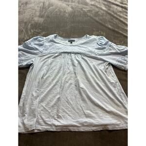 Lane Bryant Women's Bell Cap Sleeve Eyelet Blue top‎ shirt Blouse Size 14/16